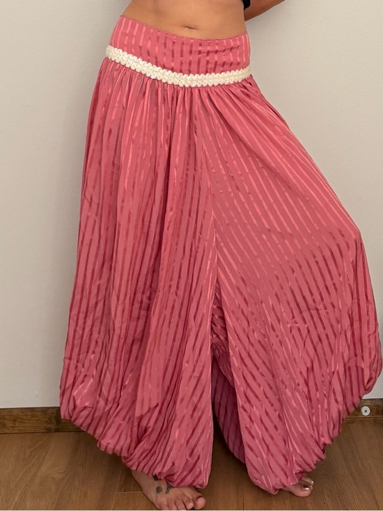 Vintage Pants - Vintage Wide Leg Pleated Palazzo Pants with White Sequin Waist Costume Circus